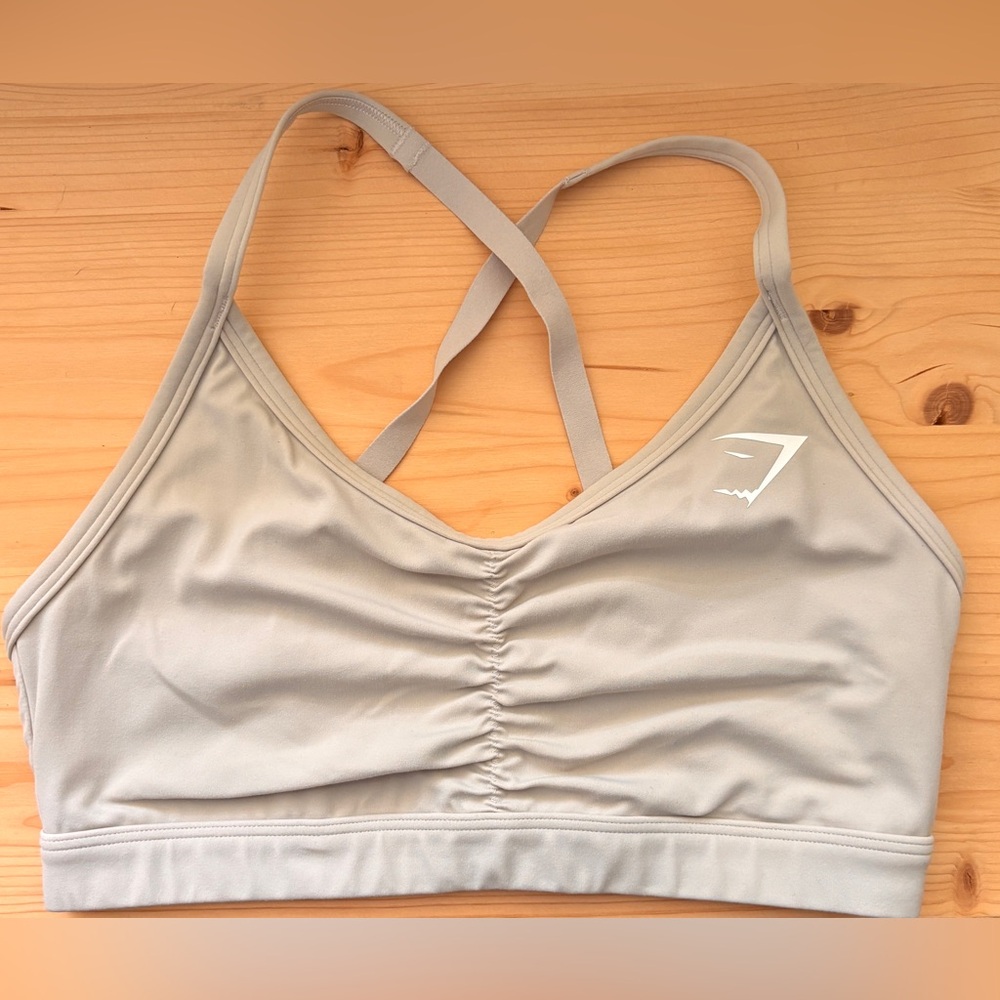 Gymshark Tan Sports Bra with Crossed Straps